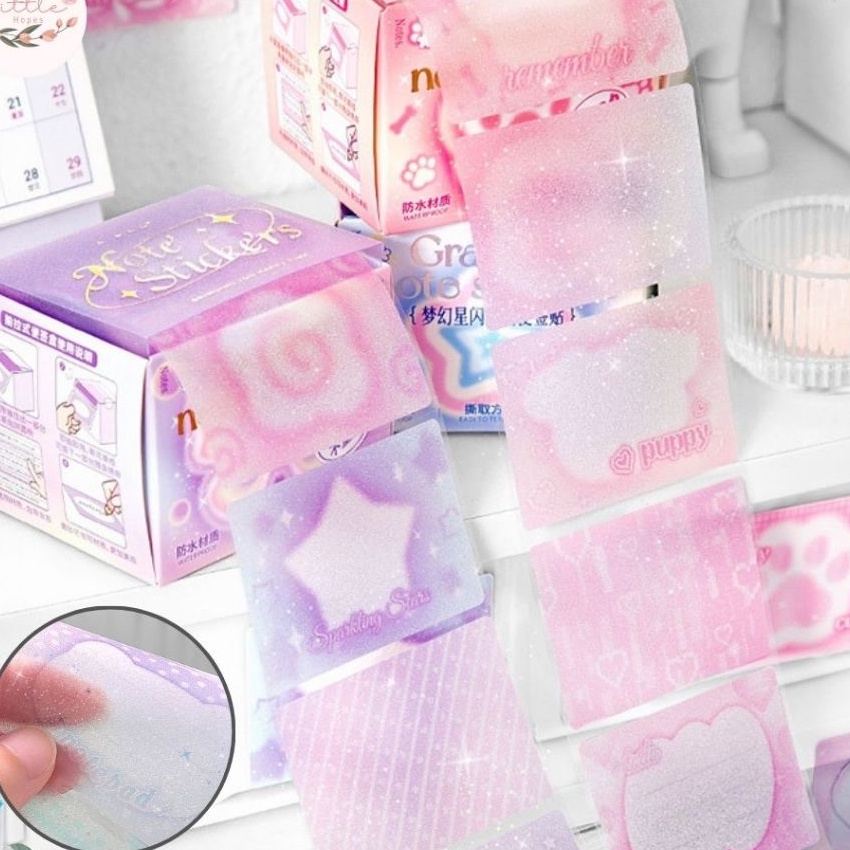 

KF7 Colorful Sticky Notes 12 PCS Wateroof Flash Sand Sticker Decoration Journal Diary COD Cute Lucu