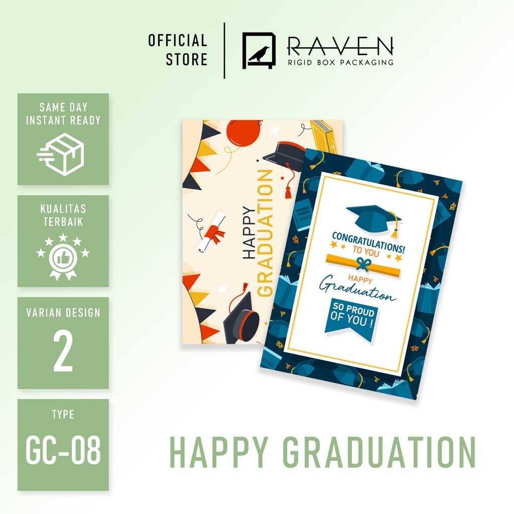 

Type GC-08 : Happy graduation / Greeting card / Gift card / Kartu ucapan / Wisuda / Tulis pesan / Kartu ulang tahun / Happy birthday / Valentine / Kartu natal / Merry Christmas / Kartu lebaran / Eid Mubarak / Happy anniversary / Newborn baby / Graduation