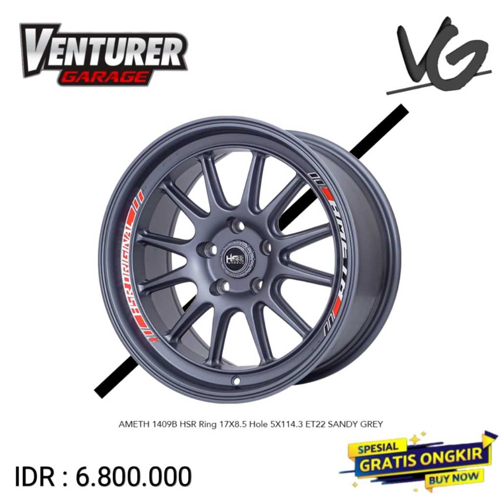 Velg samlong murah ring 17 lebar 8,5 mobil civic brv hrv innova x pander camry HSR ameth grey solo