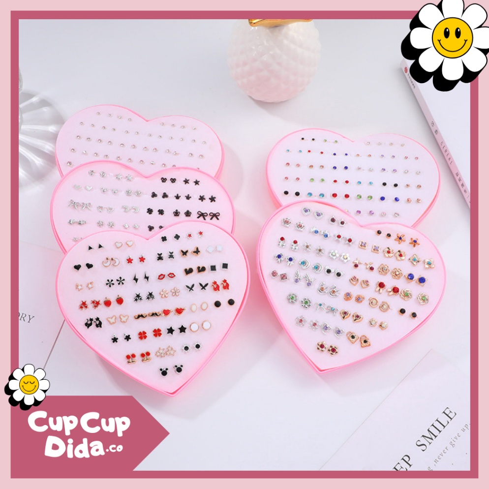 Stok baru Anting SET 36 Tusuk Berbagai Bentuk Women Earrings Set