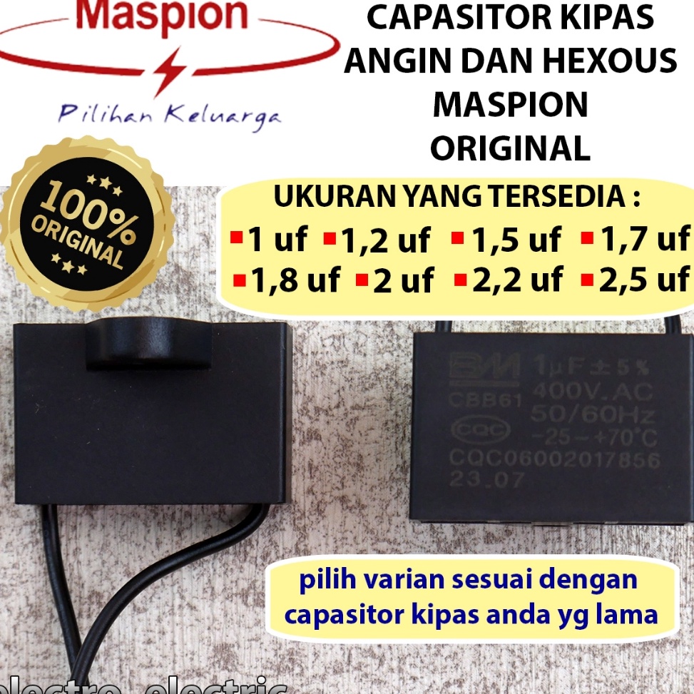 Kapasitor Capasitor Kipas Angin dan Hexos Maspion ginal