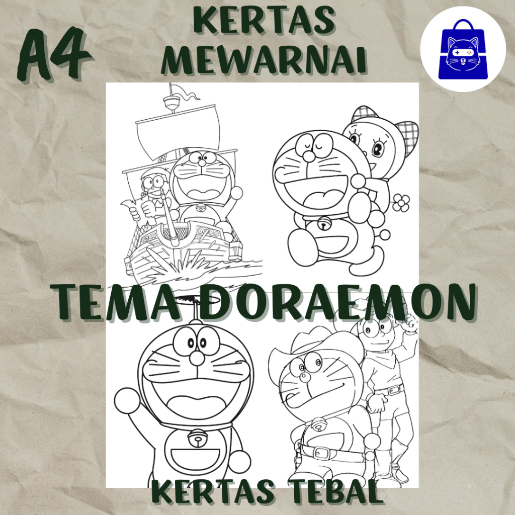 

10 LEMBAR KERTAS MEWARNAI GAMBAR DORAEMON