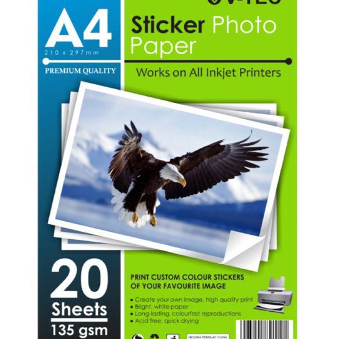 

KP8 STICKER GLOSSY PHOTO PAPER A42 LEMBAR 135 GSM VTECH