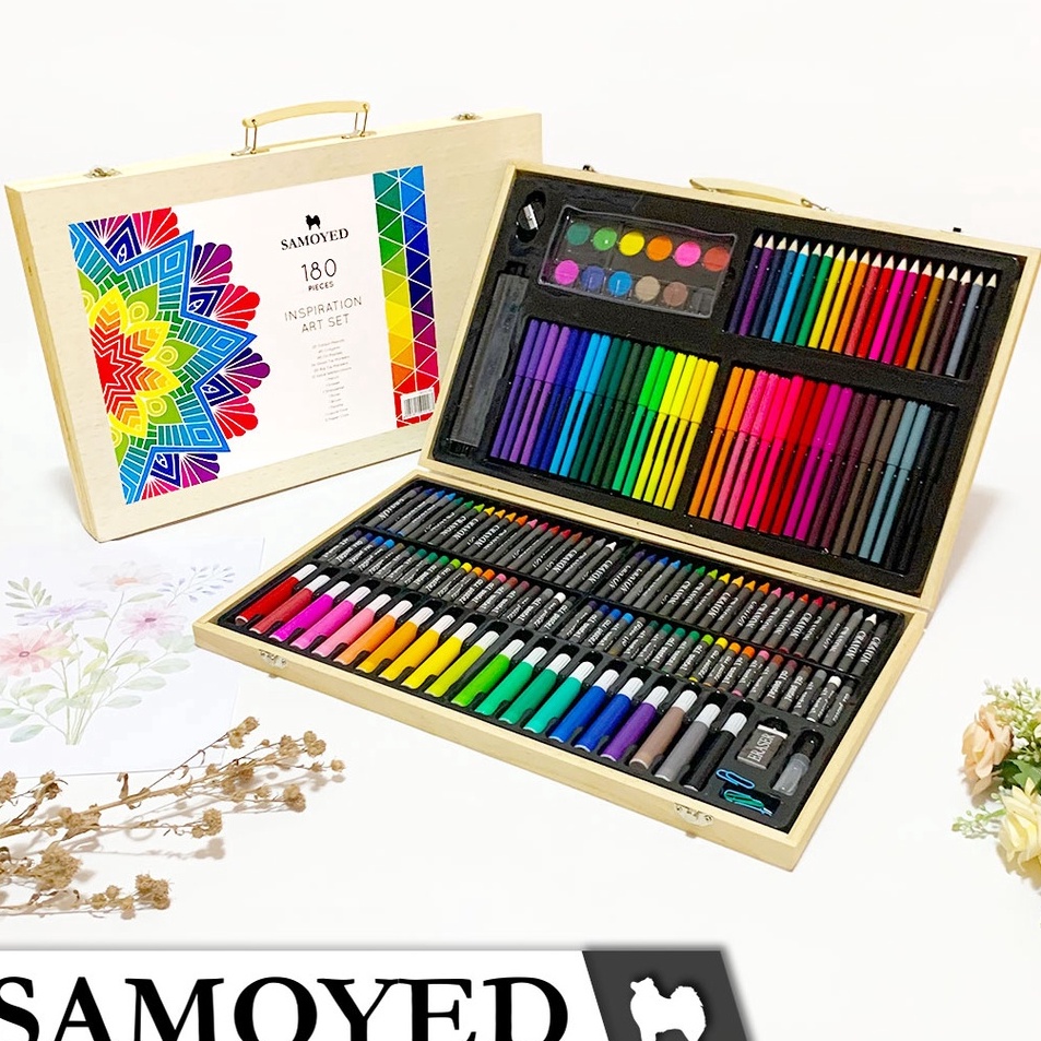 

New Discount Peralatan Gambar Warna Lukis Krayon Spidol Pensil Warna Cat Air Padat Cake Blocks Solid Kotak Koper Kayu Inspiration Art Set Samoyed INSS18