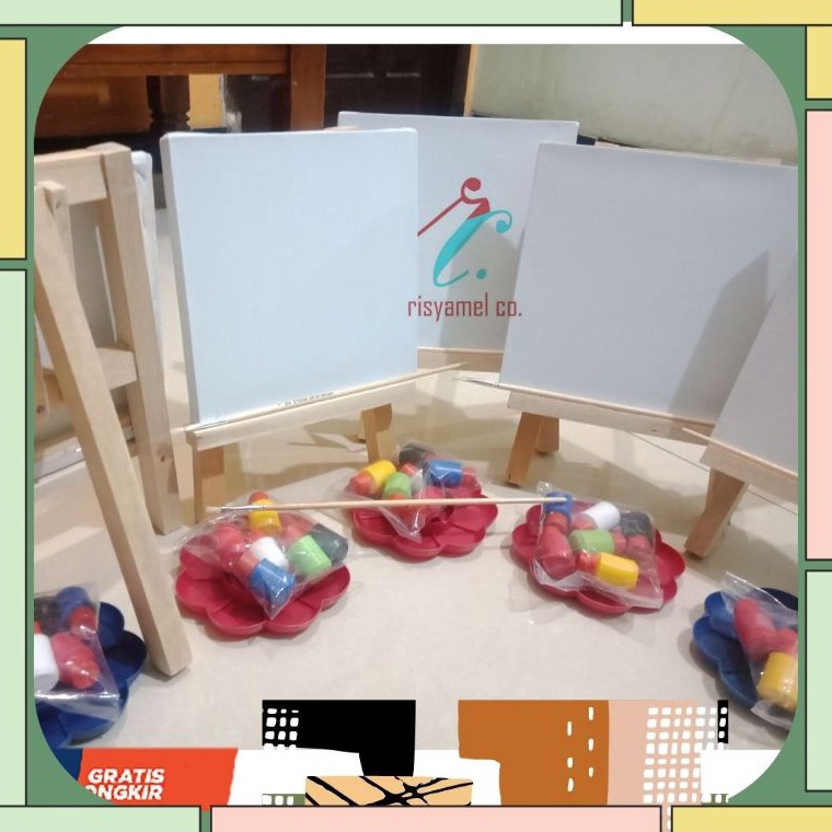 

Hadir Berkualitas Risyamelco Paket Lukis Lengkap Akrilik Kanvas Kuas Joyko BR5BR6 Pensil Penghapus Easel Palet CatALL IN ONE PAINTING KIT KADO Ulang Tahun