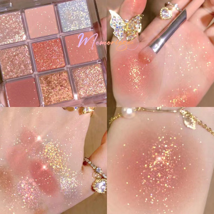 Super Baru  COD Eyeshadow Palette Waterproof Matte Glitter Shimmer Korea 9 Warna Pigmented Nude Pink