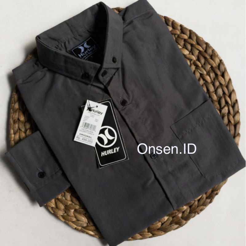 Hem Pria Baju Kemeja Polos premium lengan panjang /pendek hitam katun lengan panjang distro