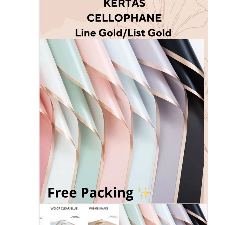 

Grosir Hari Ini 2 LEMBAR KERTAS CELLOPHANE LINE GOLD FLORAL WRAPPING PAPER BOUQUET FLOWER LIST GOLD BUKET BUNGA DEKORASI WATERPROOF MURAH