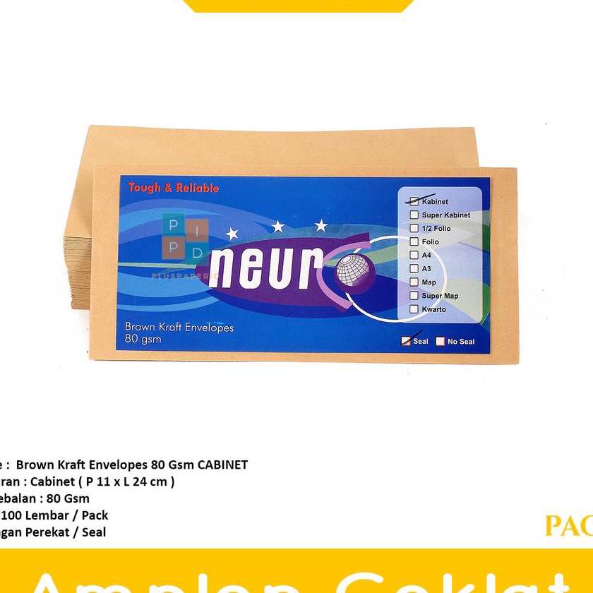 

KI3 NEURO Amplop Coklat Ukuran Cabinet Seal 11 x 24 cm Pack