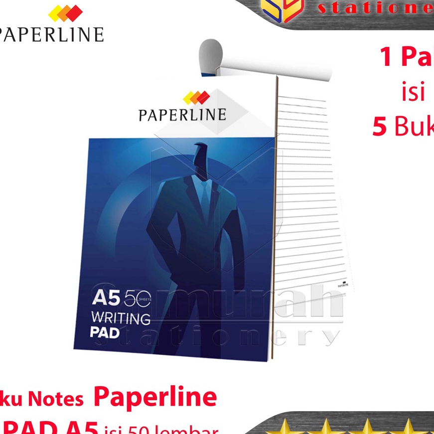 

Wow Block Note Garis PaperA5 1 Pack 5 Buku Buku Pad ukuran A5 Blok Notes Flip Over Pad Writing memo