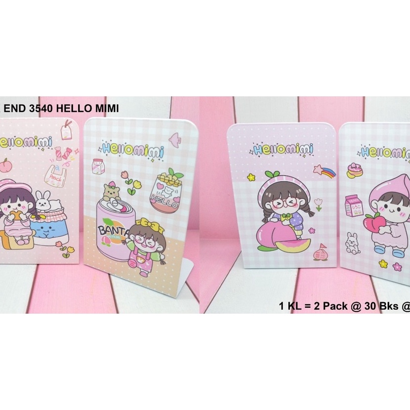 

Terbatas penahan buku atau stand book dari besi motif hello mimi