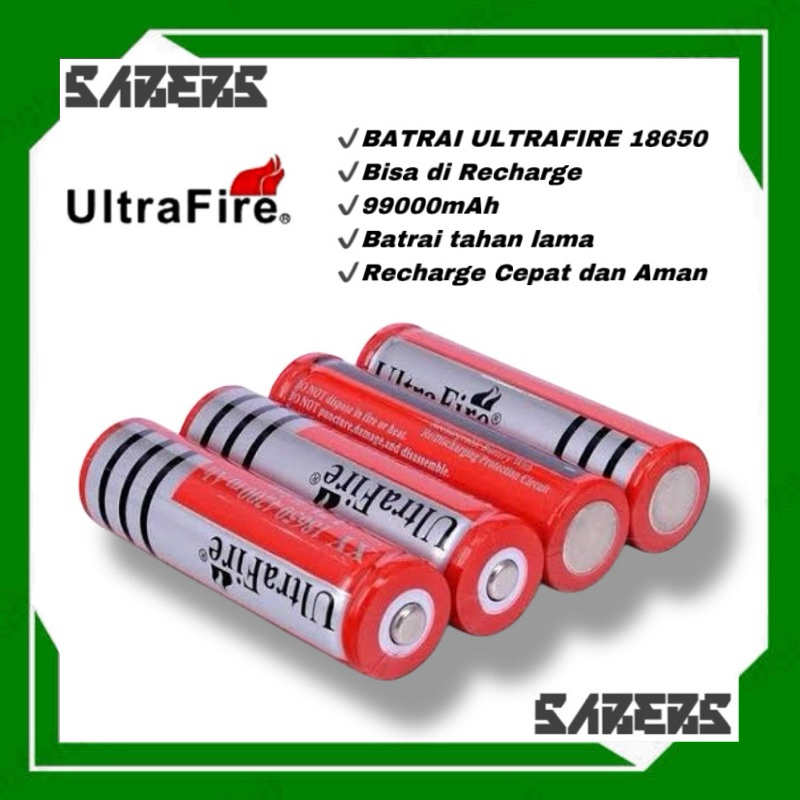 SABEBS - BATERAI CAS BATTERY CHARGE 18650 RECHARGEABLE 9900 MAH ULTRFIRE