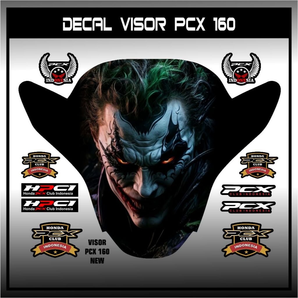 STIKER VISOR PCX 160 GRAFIS JOKER 02 / DECAL Visor Pcx 160  / Sticker visor depan pcx 160 / All New 