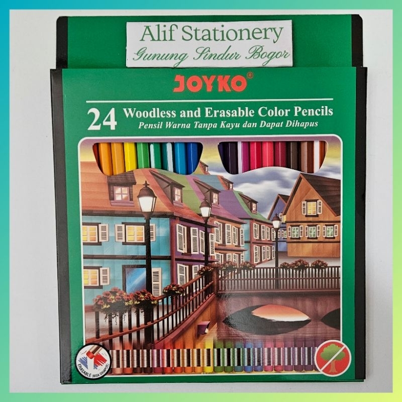 

Pensil Warna Joyko CP-115 24 Woodless and Erasable Color Pencils Pensil Warna Tanpa Kayu dan Dapat Dihapus