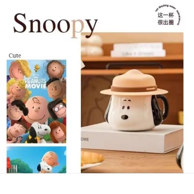 ORIGINAL SNOOPY Gelas Snoopy Topi Mug Snoopy Import Cangkir Snoopy Gelas Import Snoopy Keramik