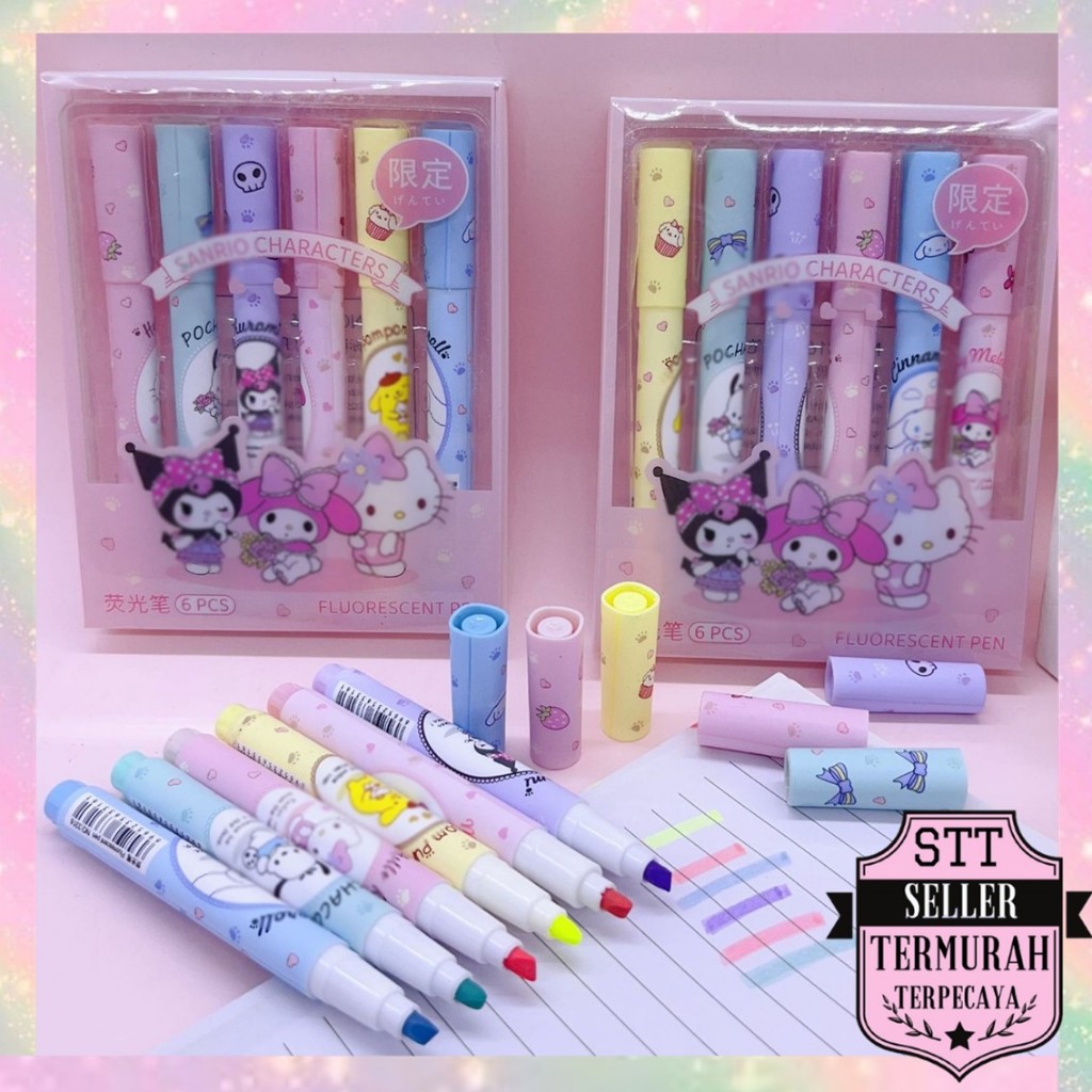 

STT Set Highlighter Warna Warni Karakter Kartun 6PCS Motif Spidol Warna Pastel Pen Diary Marker Stationery Lucu Unik Penanda Buku Warna Warni Pena Ujung Lembut