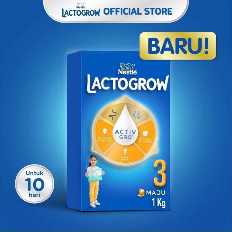 

Lactogrow 3+ Madu 1000gr/ 1kg (untuk usia 1-3 tahun) Susu Formula Pertumbuhan Anak