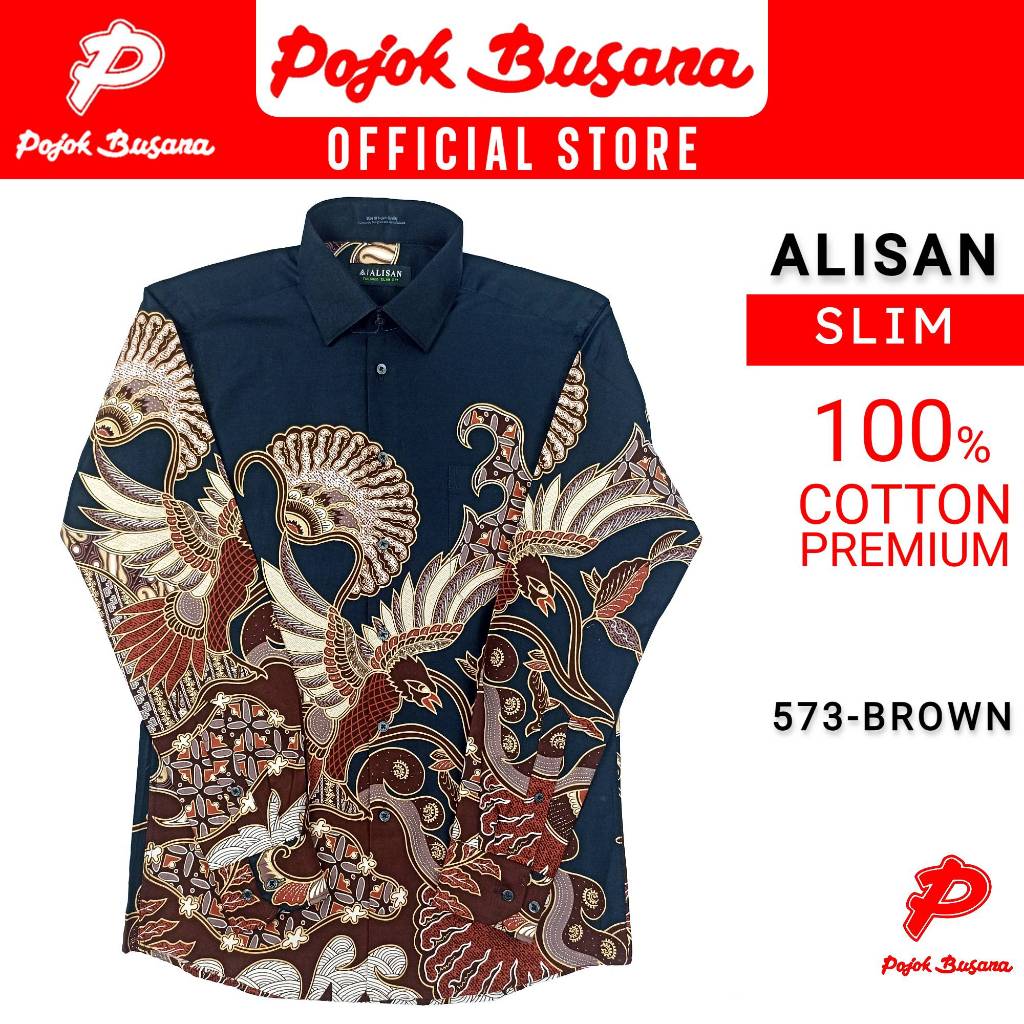 Pojok Busana Alisan Kemeja Lengan Panjang Batik Pria Slim Fit Art 545, 548, 549, 556, 569, 573