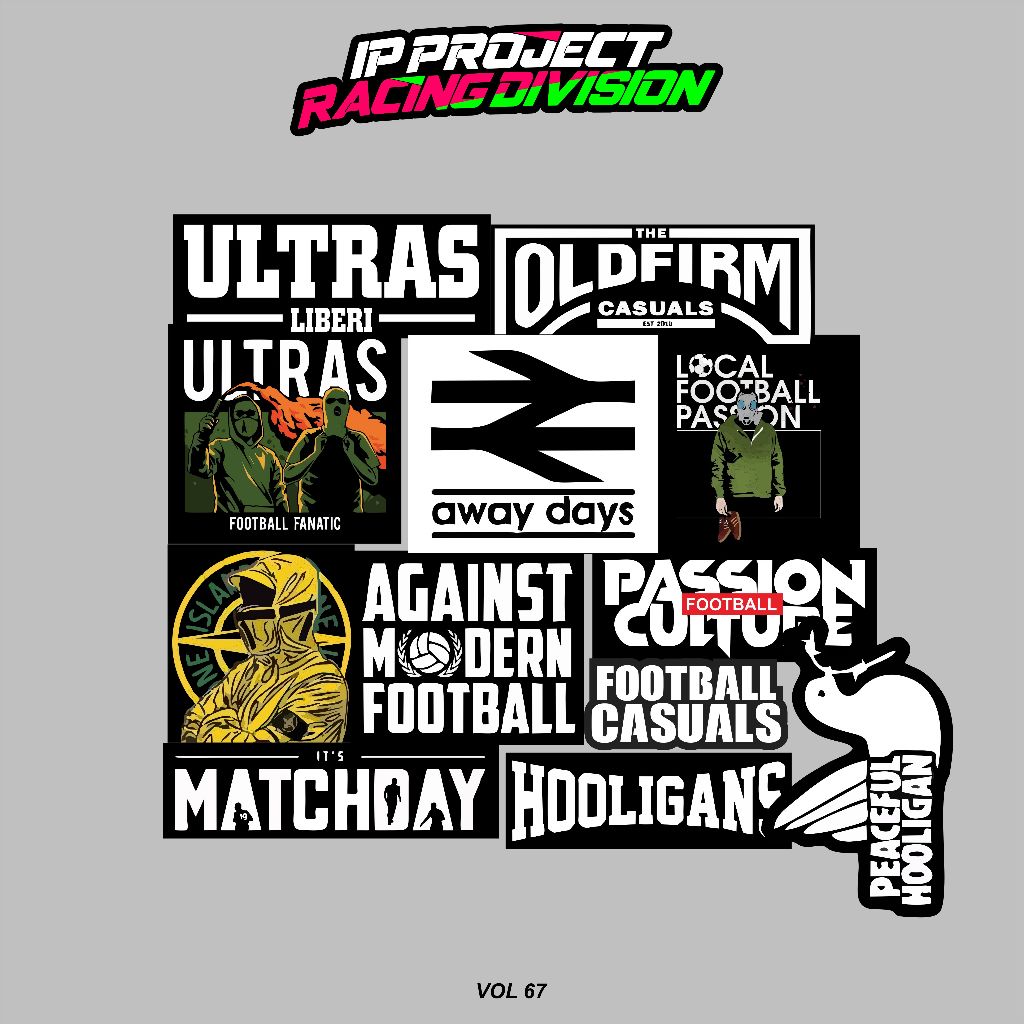 

STIKER CASUAL FOOTBAL,HOLIGANS, ULTRAS, ISI 13 PCS , sticker anti air, aesthetic, helm, laptop, case hp vol 67