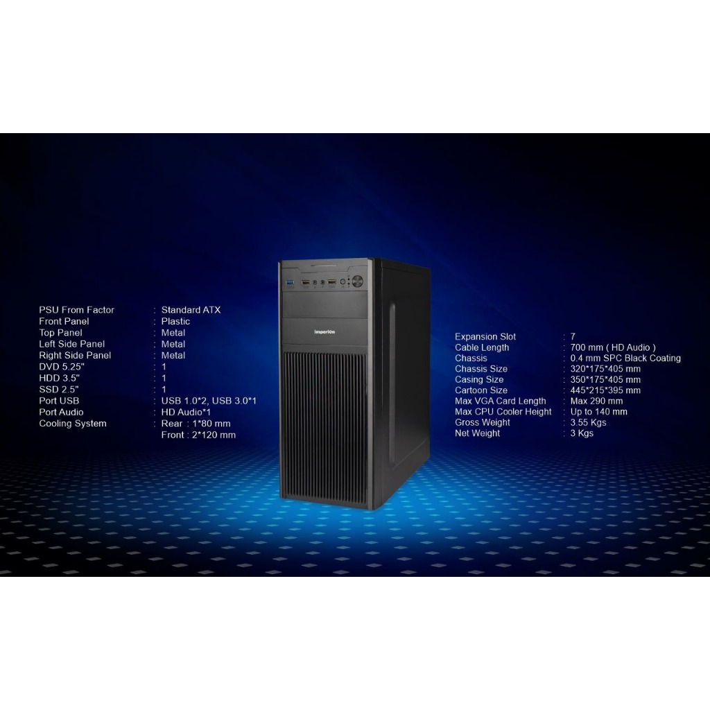 Imperion Orion 12 PC Case ATX include psu 500w  -04020