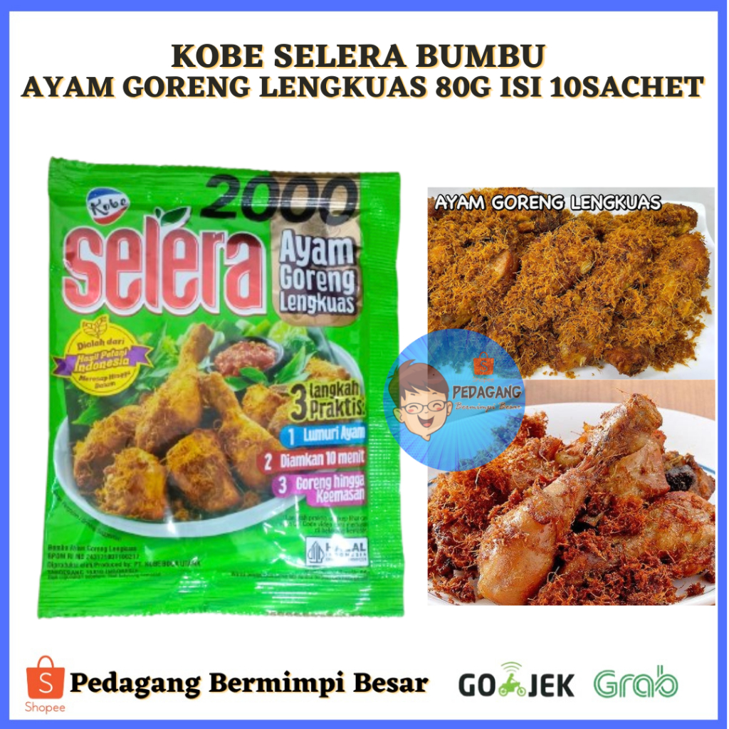 

KOBE SELERA BUMBU AYAM GORENG LENGKUAS 80G ISI 10SACHET / bumbu ayam goreng lengkuas kobe/ Bumbu Ayam Goreng/ Bumbu