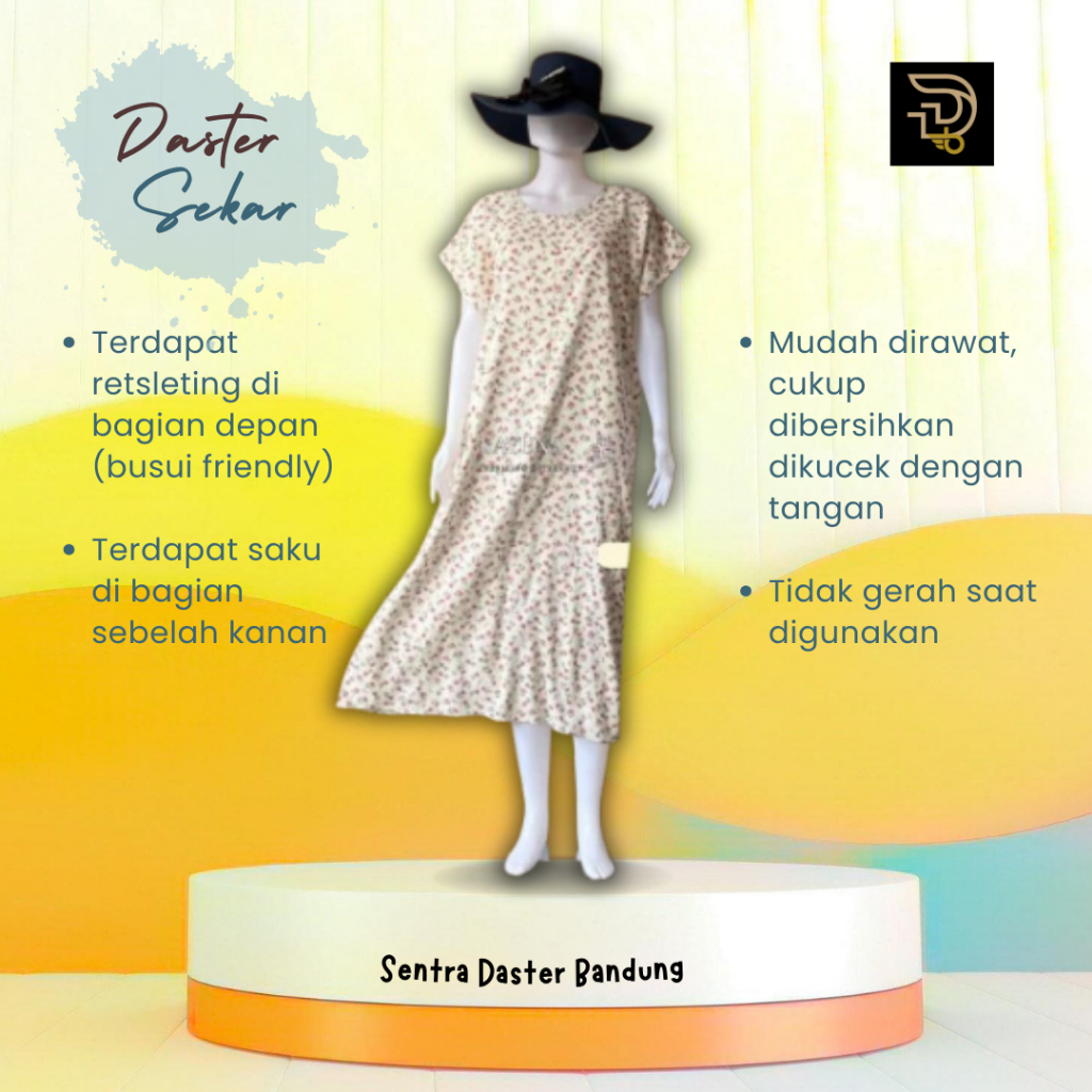 Sentra Daster Bandung Daster Midi Sekar Homedress Busui Motif Bunga Kekinian Fit To XL Lengan Pendek