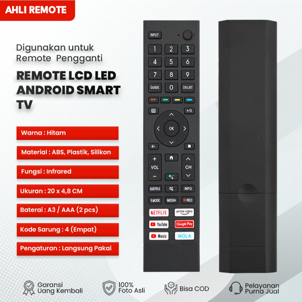 Remot TV Polytron LCD LED Android Smart TV 81J172 81J208 IR Non Voice / Remote TV Polytron LCD LED A