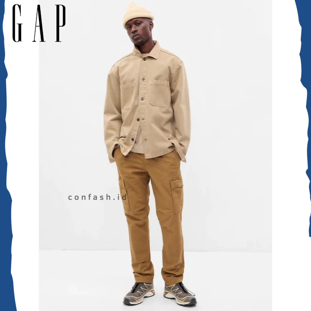 Celana GAP Essential Straight Cargo Pants Men Khaki Floor Long Pants Cargo Outdoor
