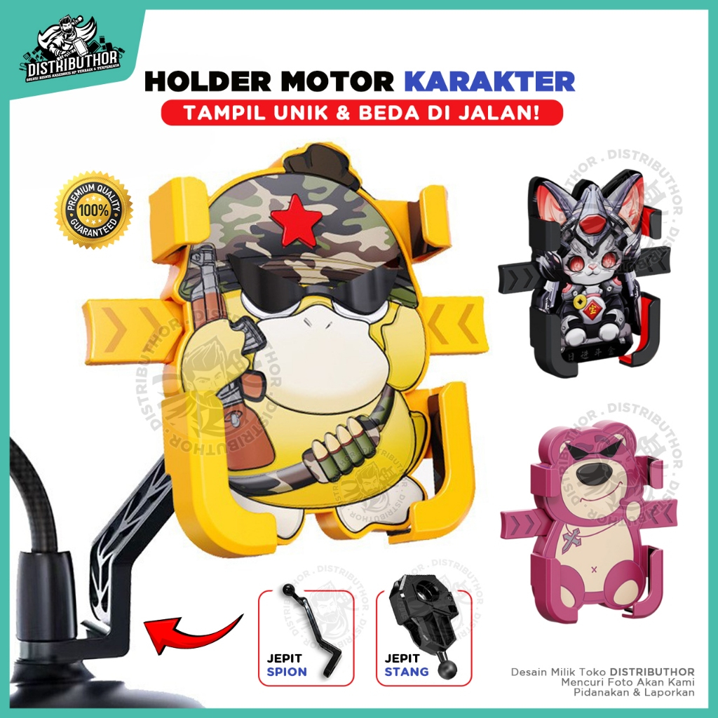 Vky Holder Hp Motor Karakter Stang Spion Phone Stand Holder Handphone Keren Mobile Phone Fixing
