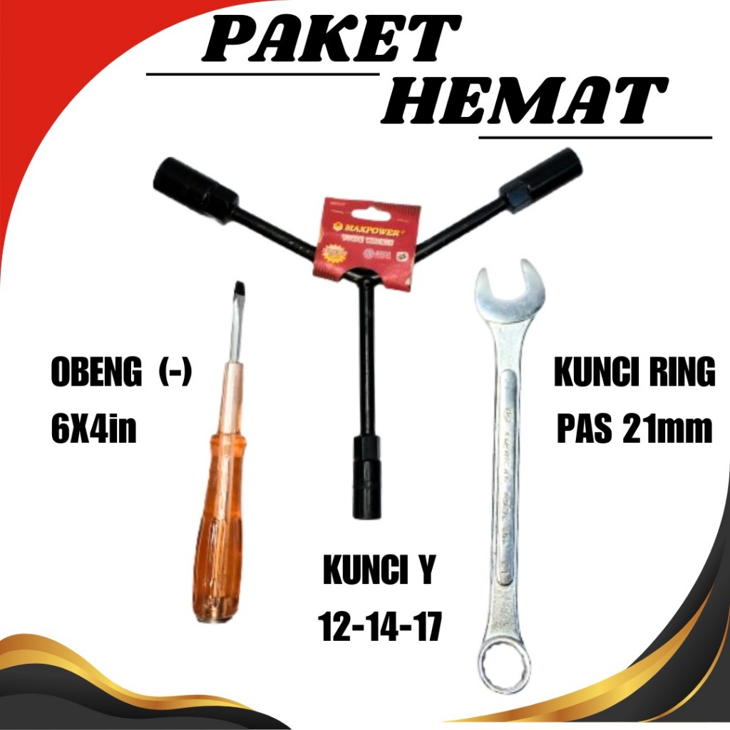 Maxpower kunci Y 12-14-17mm, Obeng min 6x4in,kunci ring pas american tool 21mm