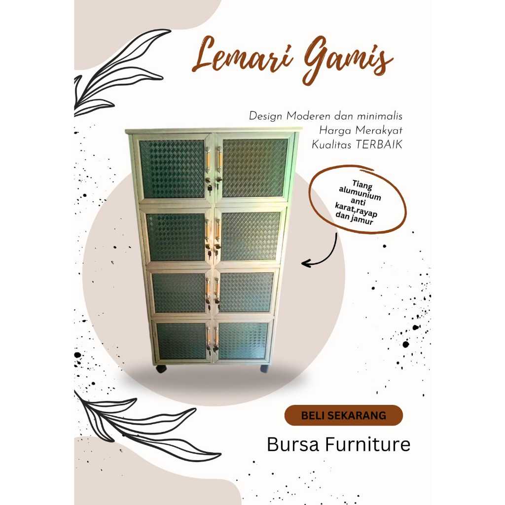 rak serbaguan 4 pintu/lemari serbaguna tiang alumunium/rak buku/anti karat/pengiriman only jabodetab