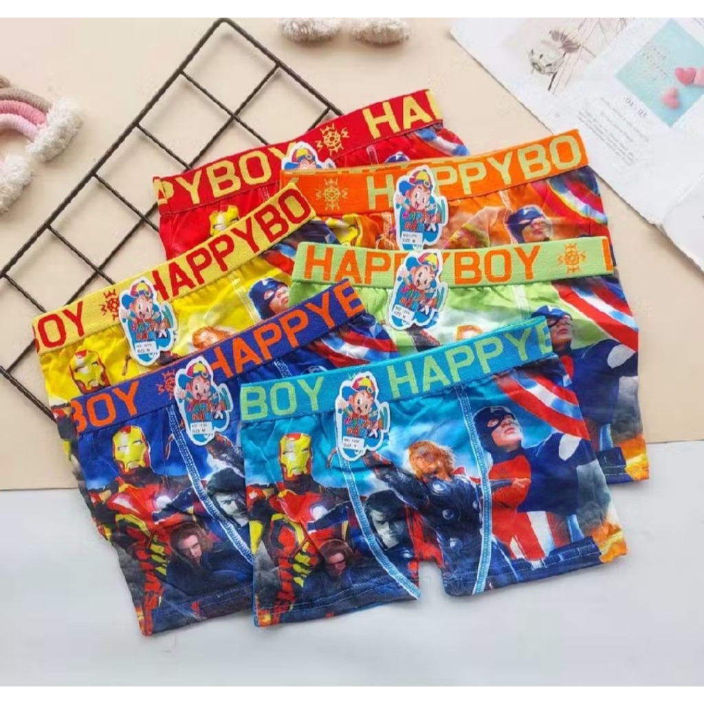 MURAH... 6 PCS CD BOXER ANAK LAKI-LAKI GAMBAR RANDOM UNTUK USIA 1 TAHUN - 9 TAHUN