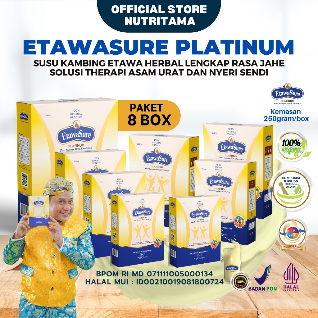 Susu Etawasure 8 BOX 2Kg | Susu Kambing Untuk Tulang dan Sendi Sehat Sepanjang Hari | Susu Etawa Asl