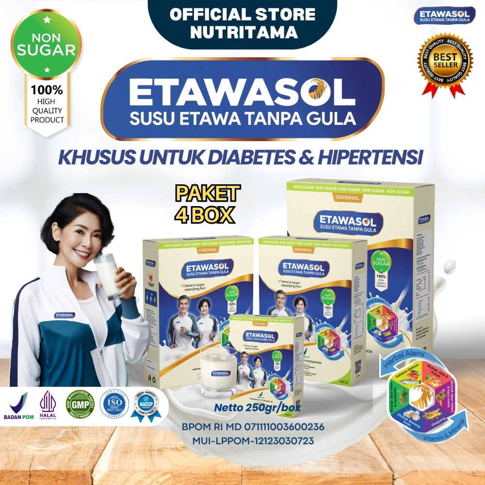 

Etawasol Susu Kambing Bebas Gula Mengatasi Diabetes, Hipertensi, Nyeri Sendi dan Pernafasan - 4 Box