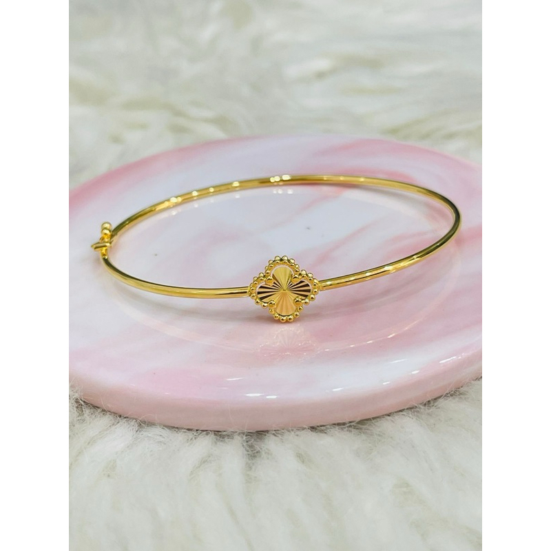 gelang bangle single clover kristal emas asli kadar 875