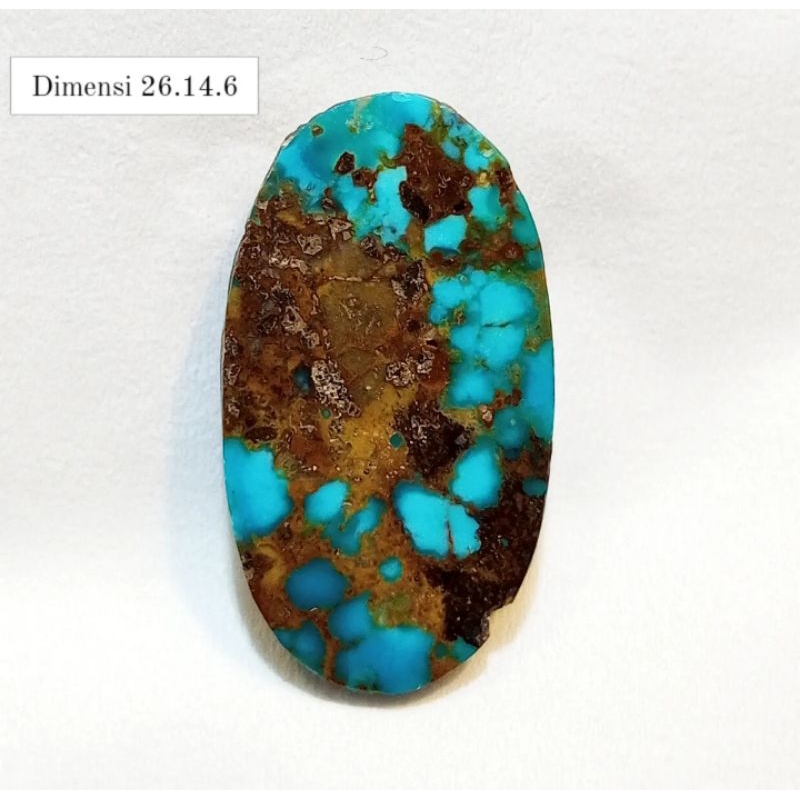 Batu Pirus Persia Original Biru Serat Emas