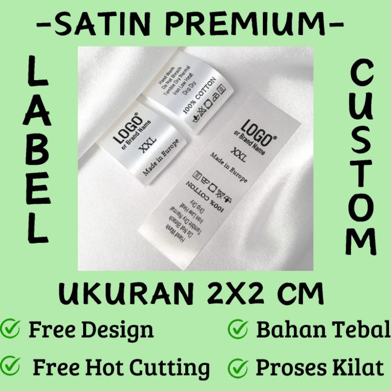 

custom Label Satin Premium ukuran 2X2 cm Proses kilat