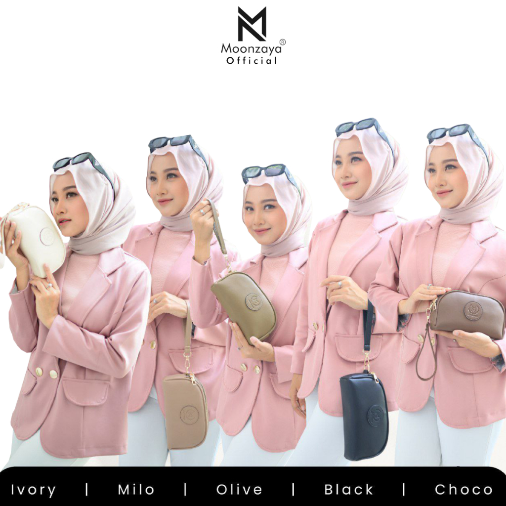 Moonzaya Pouch Dompet Wanita Ginni 2 Ruang Resleting Fashionable dan Simpel Waterproof