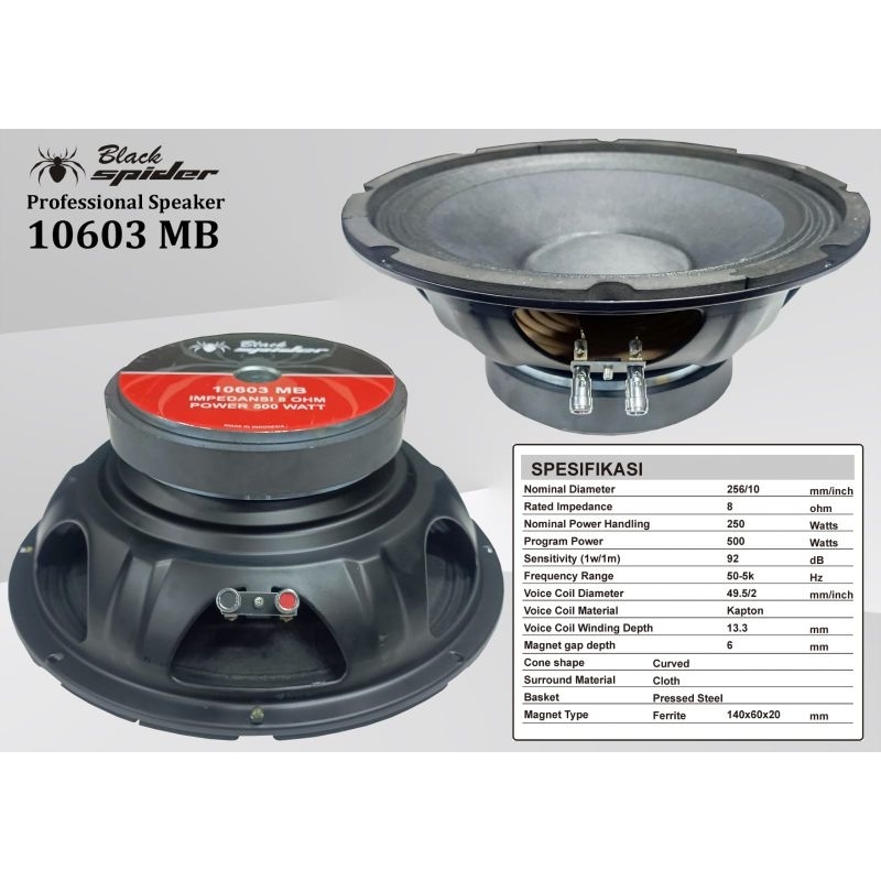 Speaker Black Spider 10inch 10603MB