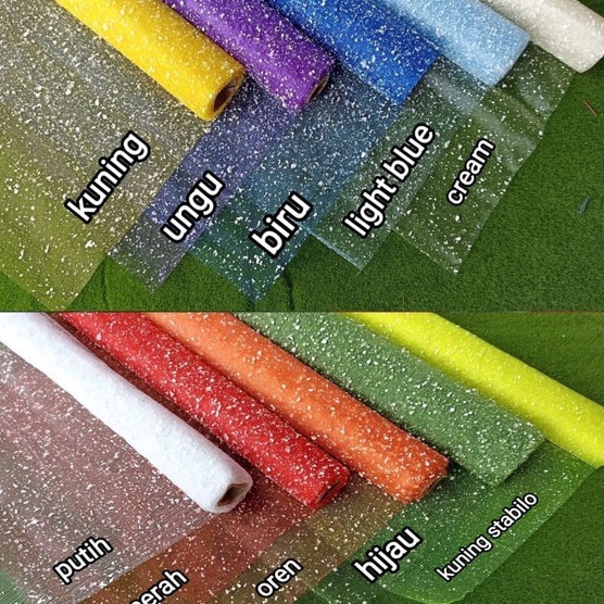 

Diskon Gembira 1m kain tile saljubahan buketketas cellophane