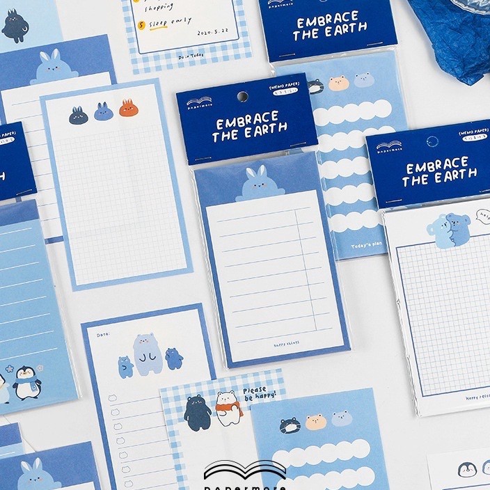 

KF7 3 Lembar Memopad Notepad Catatan Note Memo Blue Bear Korean Note
