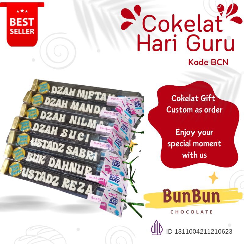

Custom Cokelat Coklat Hari Guru / cokelat custom nama / cokelat nama / cokelat Bar nama / cokelat halal / cokelat viral