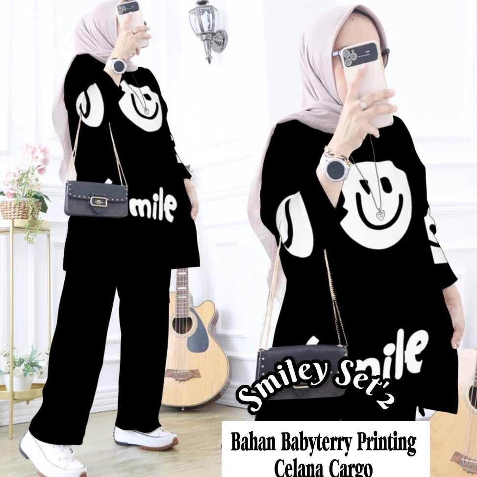 KODE G4A SMILE SET CELANA CARGO BABY TERRY PRINTING LD 12  SETELAN SMILE  ONE SET SMILE  SETELAN KOM