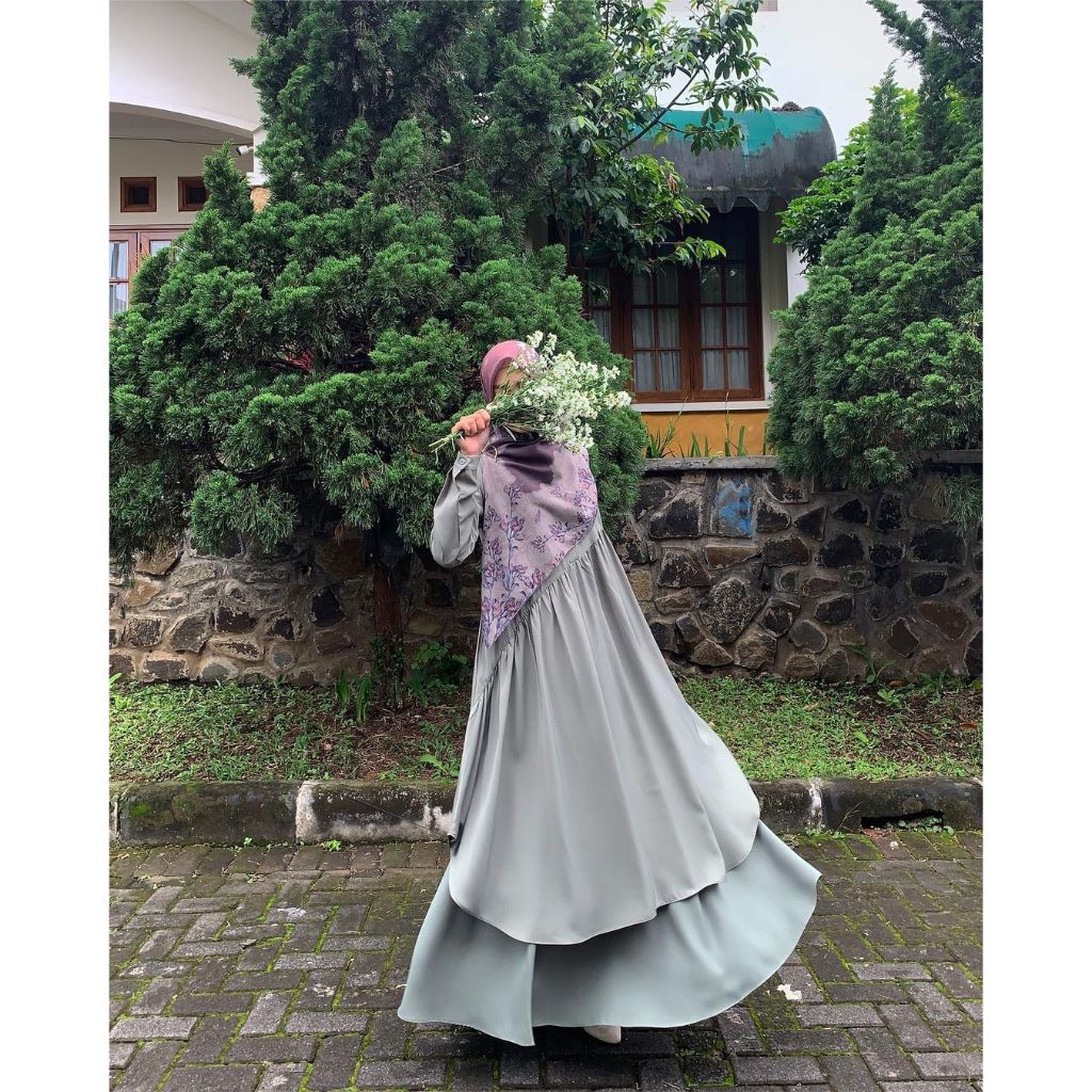Zahraa One Set Tunik Rok Muslim - Setelan Atasan Tunik + Rok Wanita Terbaru Matt Crinkle Airflow