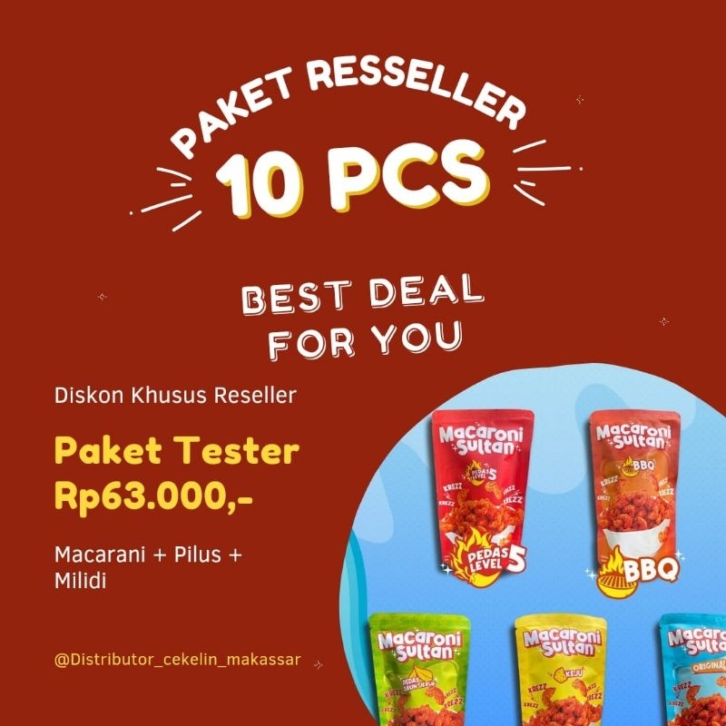 

[10 PCS] PAKET TESTER CEMILAN CEKELIN MACARONI + PILUS + MILIDI BEST SELLER MAKASSAR