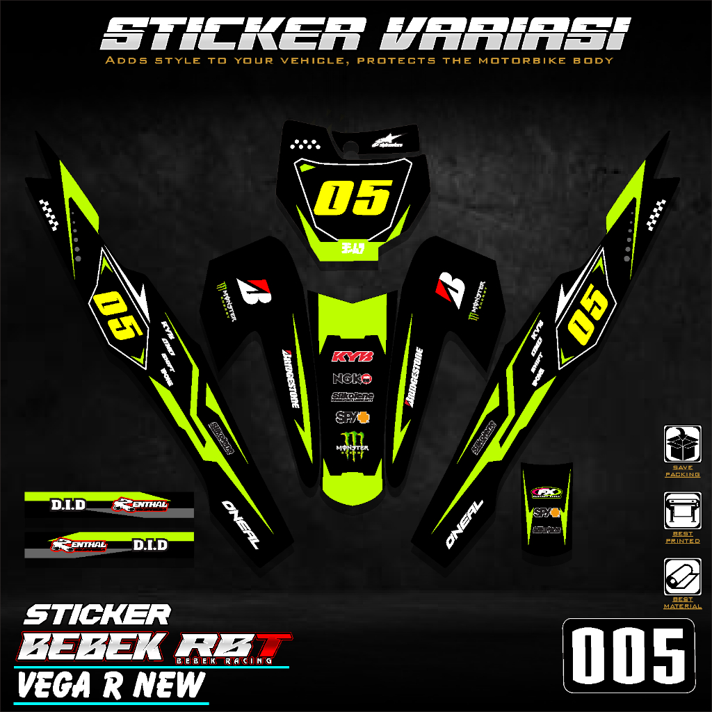 Sticker Striping Yamaha VEGA R NEW MOTOR RBT BEBEK MODIF/BEBEK CUSTOM SUPERMOTO YZ CRF KLX KX KTM RB