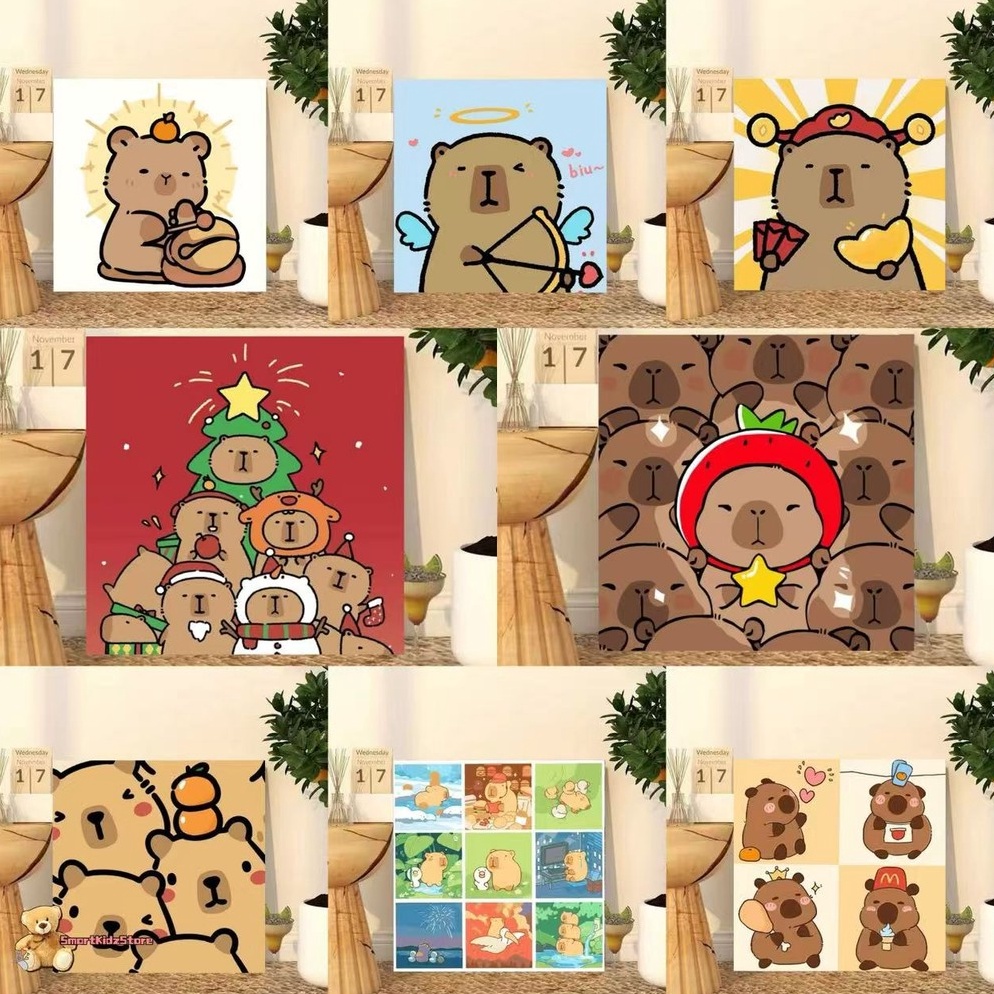 

KODE X28O Paint By Number 2x2 Capybara DIY Painting Kit Canvas Paint Kit Digital Aesthetic Kanvas Lukis Lucu