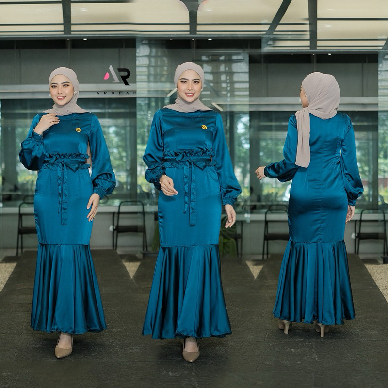 Maudy Duyung Dress Satin Wanita