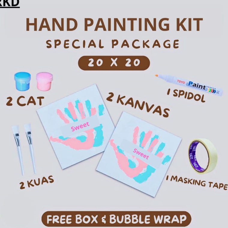 

KODE S83R Hand Painting Kit Canvas Board Couple Kanvas Lukisan Cap Tangan Pasangan