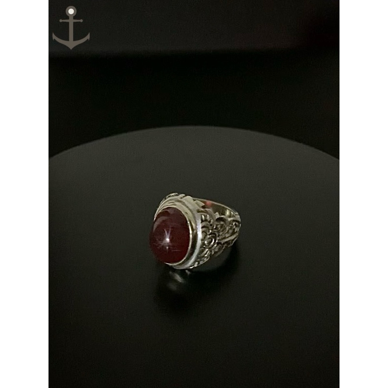Cincin perak pria silver ring 925 asli dengan batu natural ruby 16,53 gram bersertifikat laboratoriu